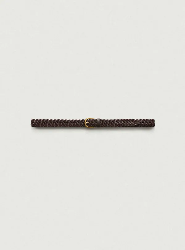 Slim Leather Twist Belt_Brown