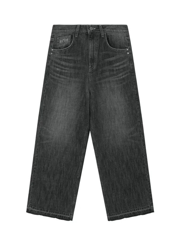 FADE DENIM WASHING PANTS / BLACK