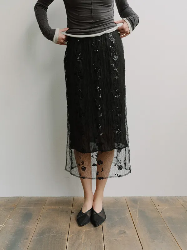 TIS LAYERED SPANGLE SKIRT_BLACK