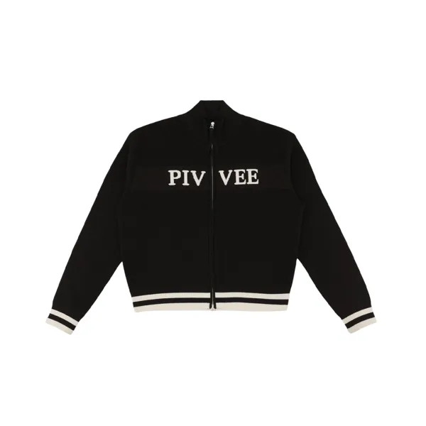 [2차] Logo Jacquard Knit Zip-up Cardigan (ebony black)