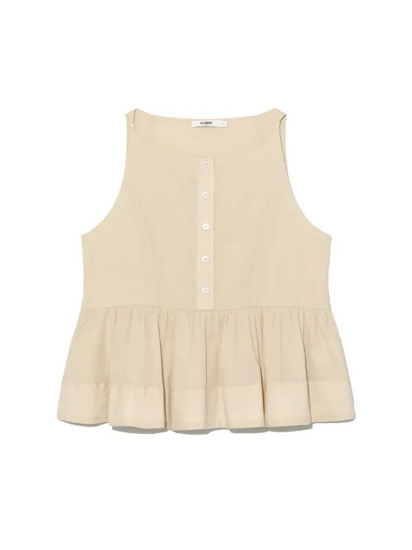 G RUFFLED BUTTON BLOUSE (BEIGE)