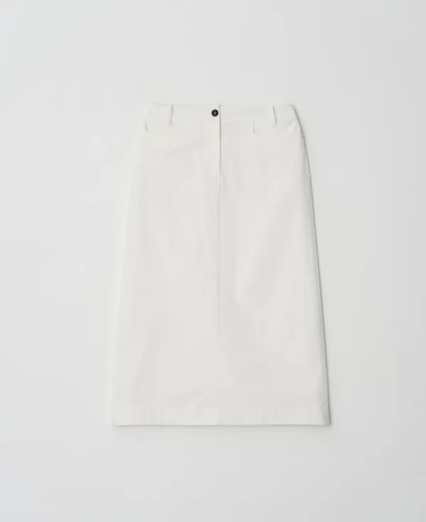 [3차] Straight Pocket Cotton Skirt_WHITE