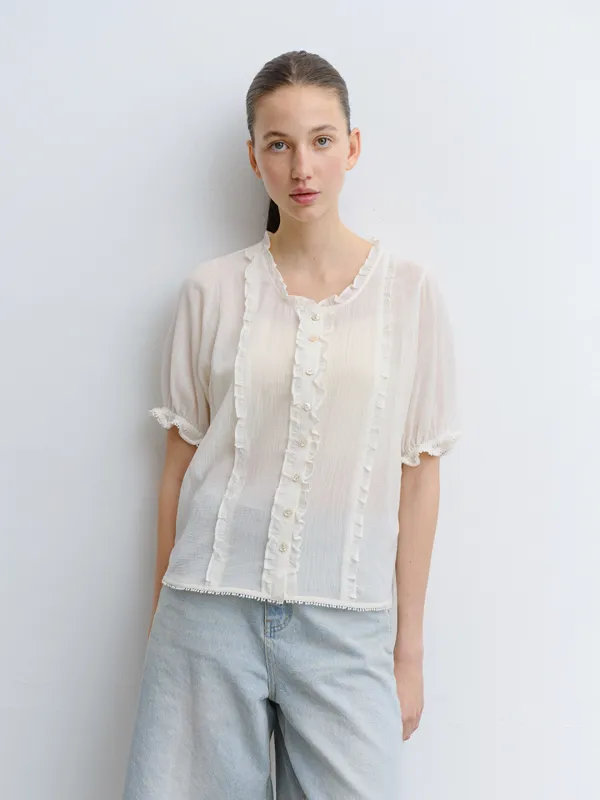 TVR COTTON FRILL BLOUSE_IVORY