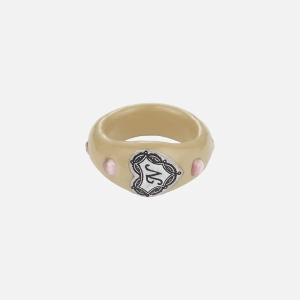 dante heart ring-beige