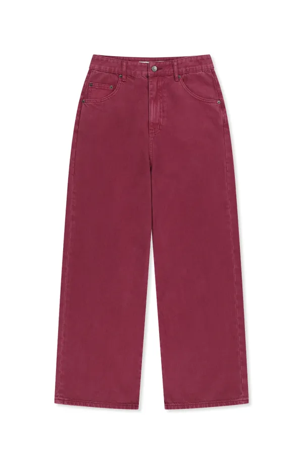 MATIN WAIST LOGO WIDE DENIM PANTS IN PURPLE