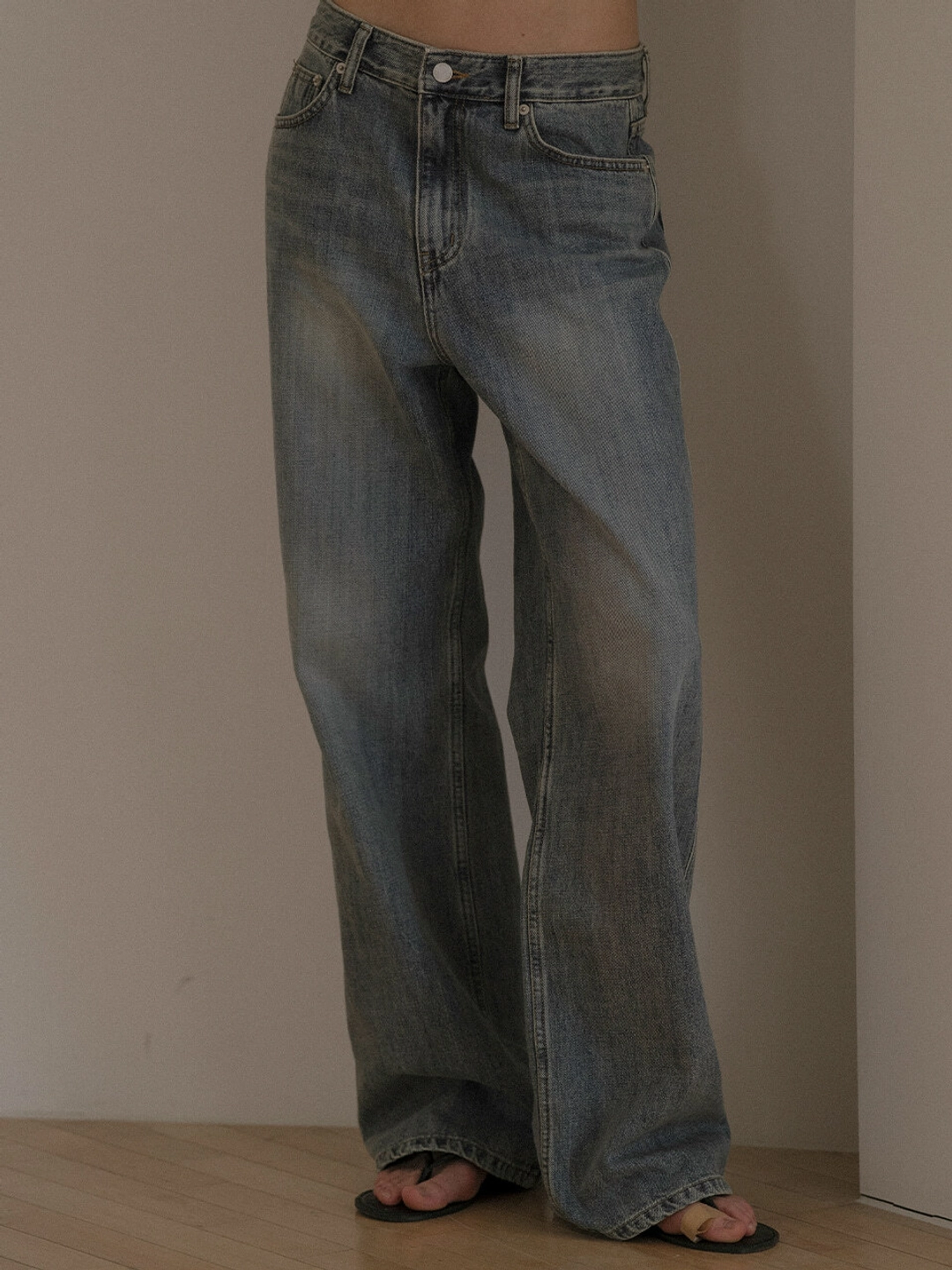 노운베러 Vintage loose fit denim pants [KNSS04PT04]_Dark Blue 상품 이미지 2