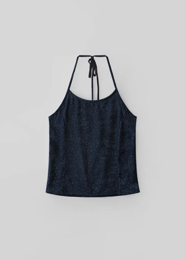 Nadia jacquard satin sleeveless (navy)