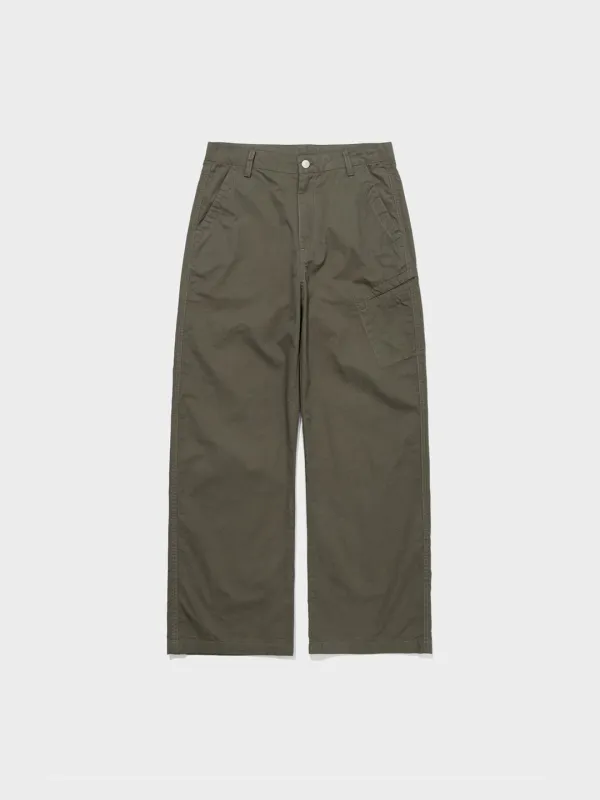 Washed Cotton Pocket Pants_Olive Khaki
