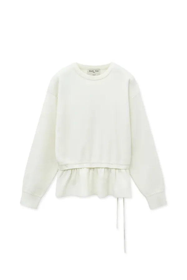 DETACHABLE SKIRT KNIT PULLOVER IN IVORY