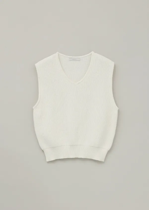 [10%] cotton blended knit vest-ivory