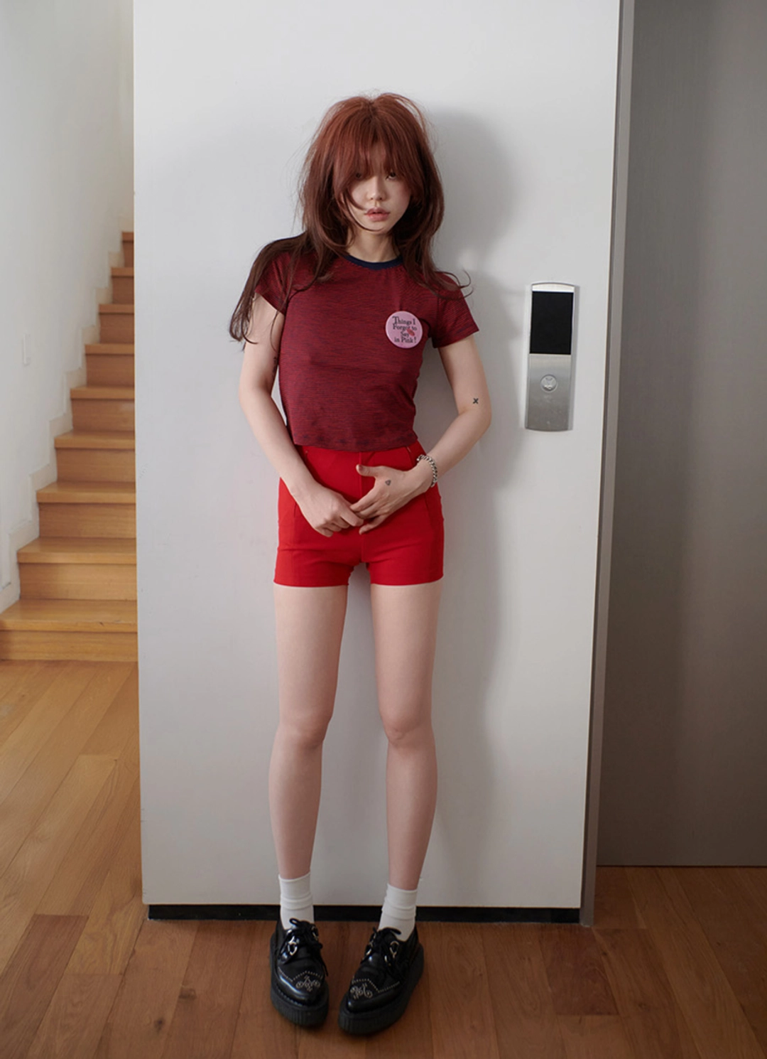 프레클 stretch shorts in red 상품 이미지 2
