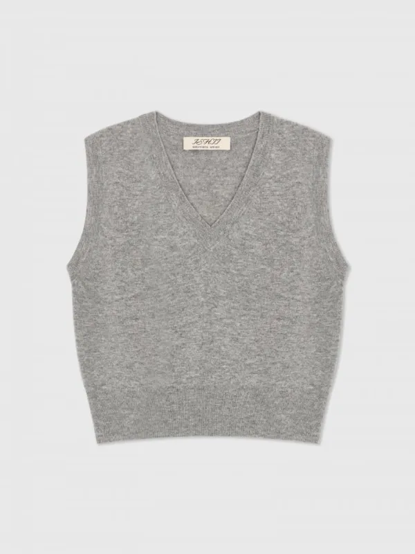 2ND / Cashmere V-Neck Sleeveless Knit (Gray)