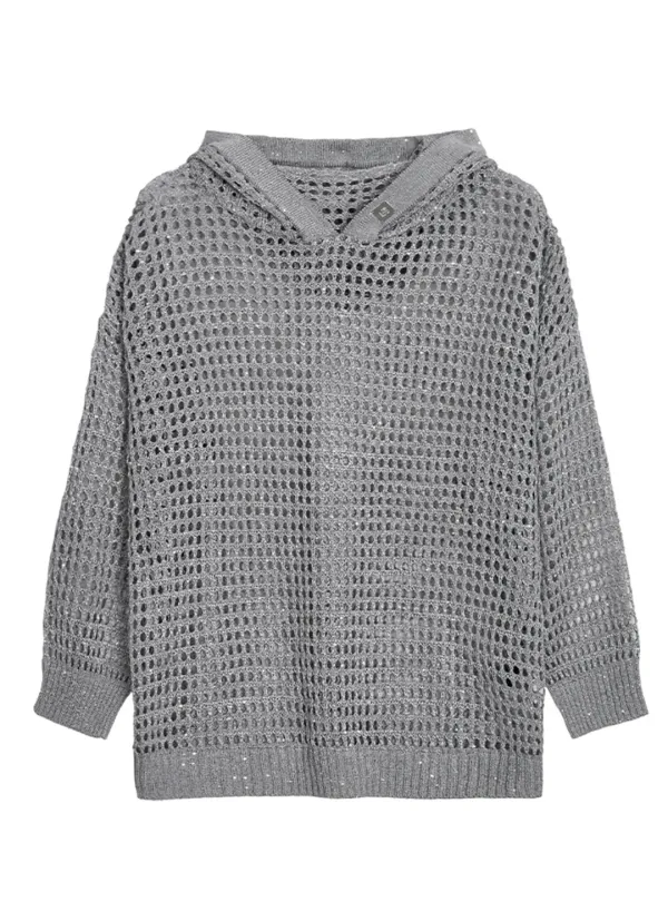 Metallic Sparkle Knit Pullover [ Gray ]