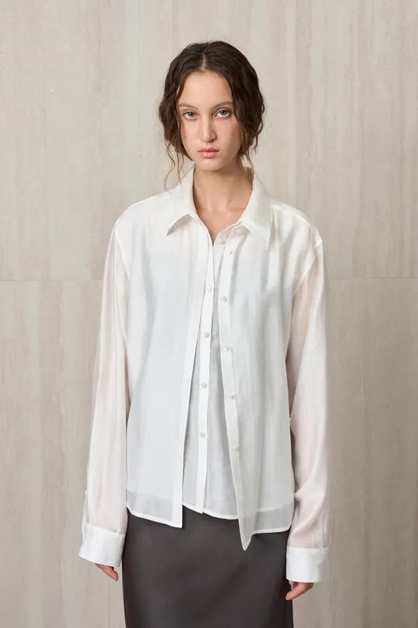 [5/28 순차배송] LAYERED PLACKET SHIRT WHITE