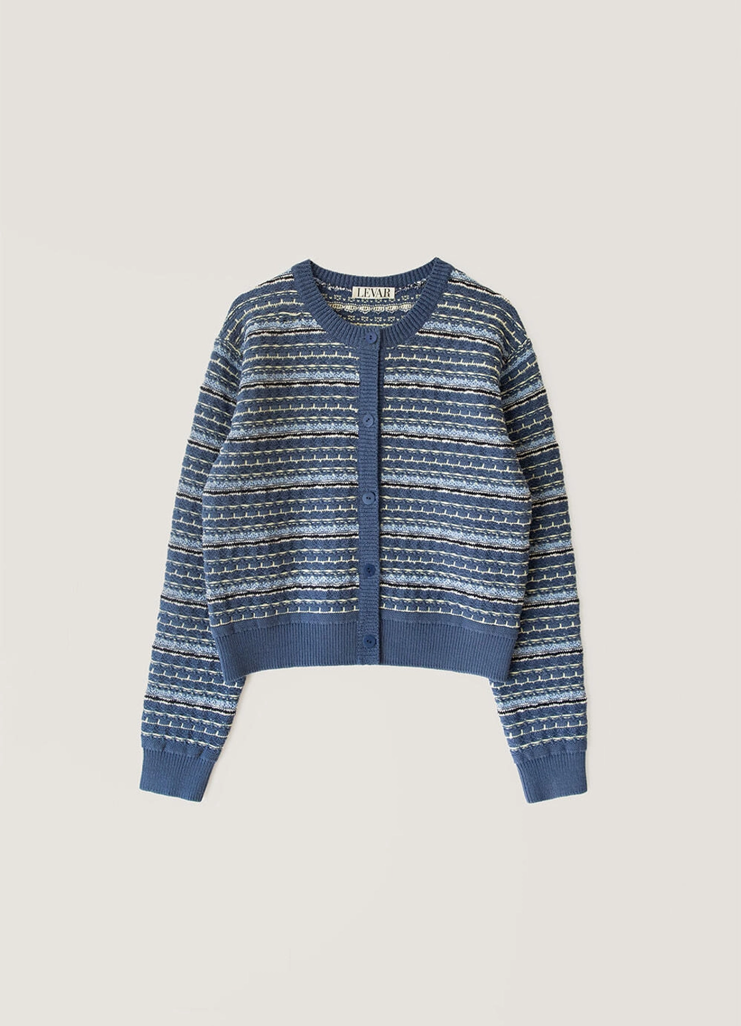 르바 Tweed Jacquard Knit Cardigan - Dutch Blue 상품 이미지 1