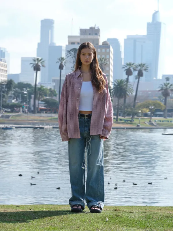 Oversized Lc Checked Shirt_Pink
