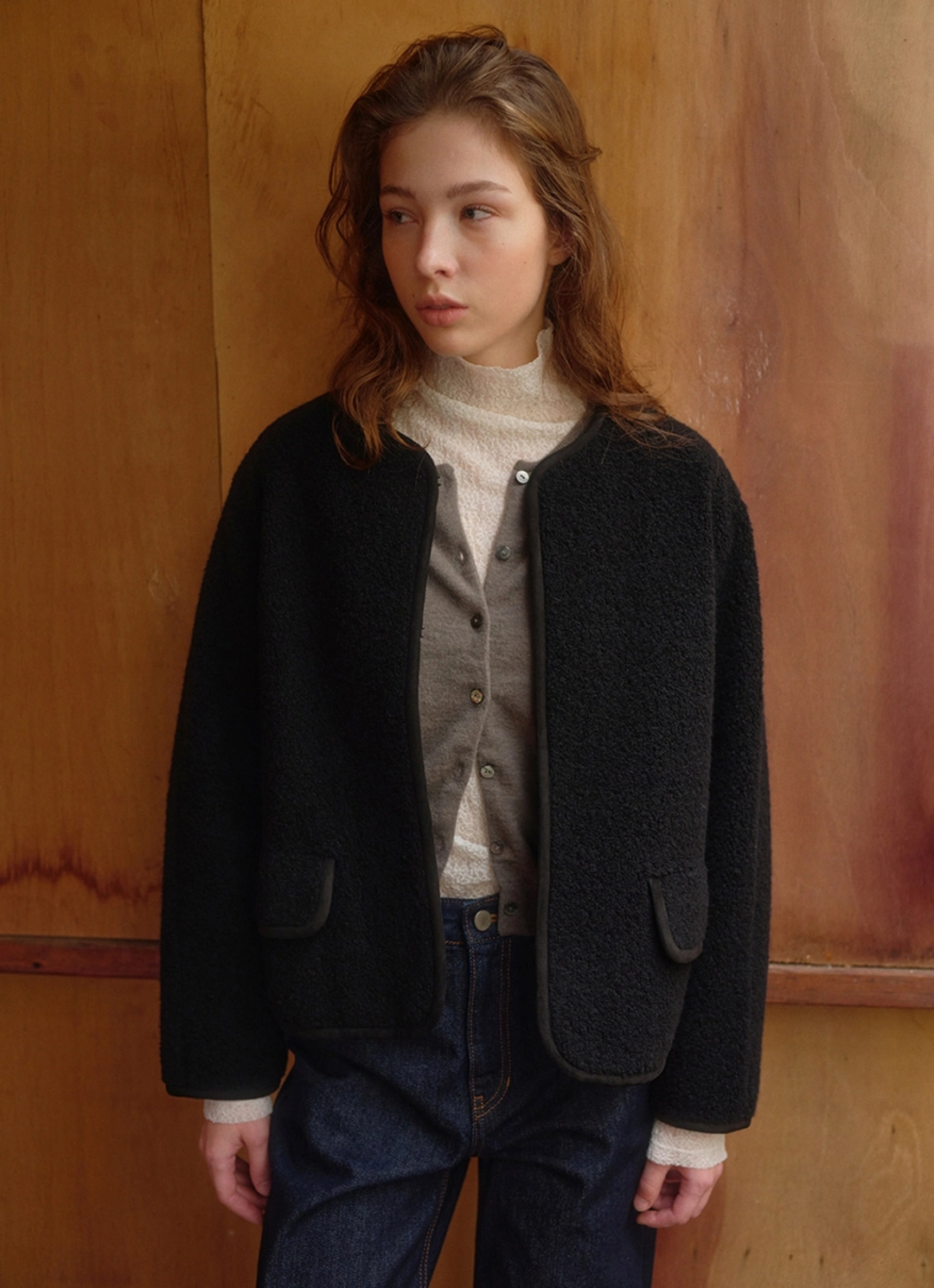 블랭크공삼 wool boucle jacket [Italian fabric] (black) 상품 이미지 3