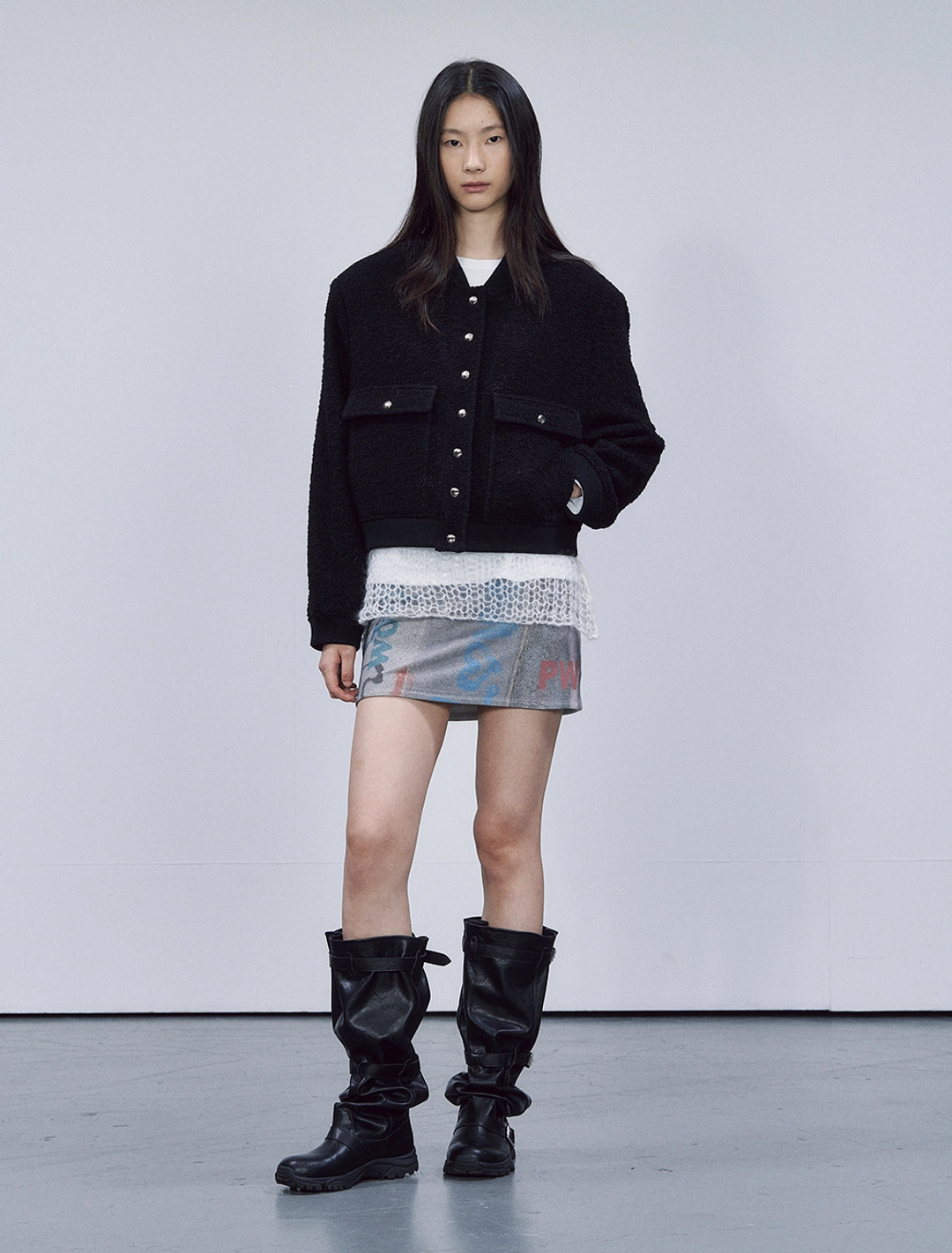 솔티페블 BOUCLE BOMBER JACKET [BLACK] 상품 이미지 1