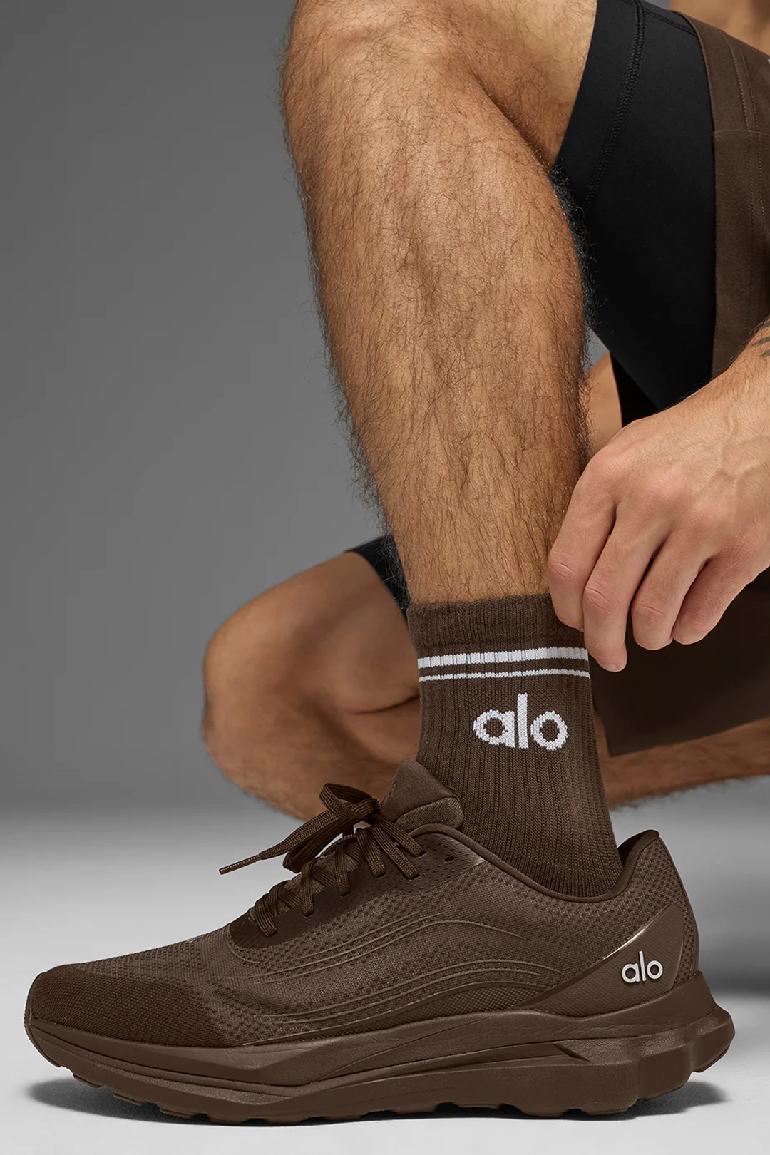 알로요가 Unisex Half-Crew Throwback Sock - Espresso/White 상품 이미지 2