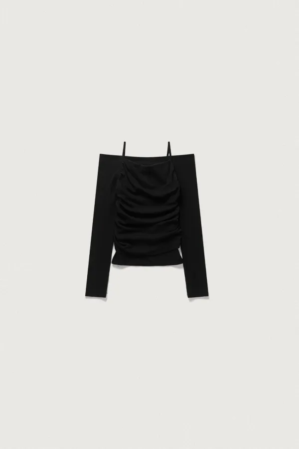 TENDER LAYERED OFF SHOULDER T [BLACK]