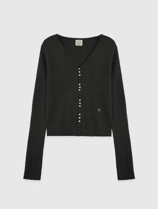 [Exclusive] Linen Limited Cardigan (Charcoal)