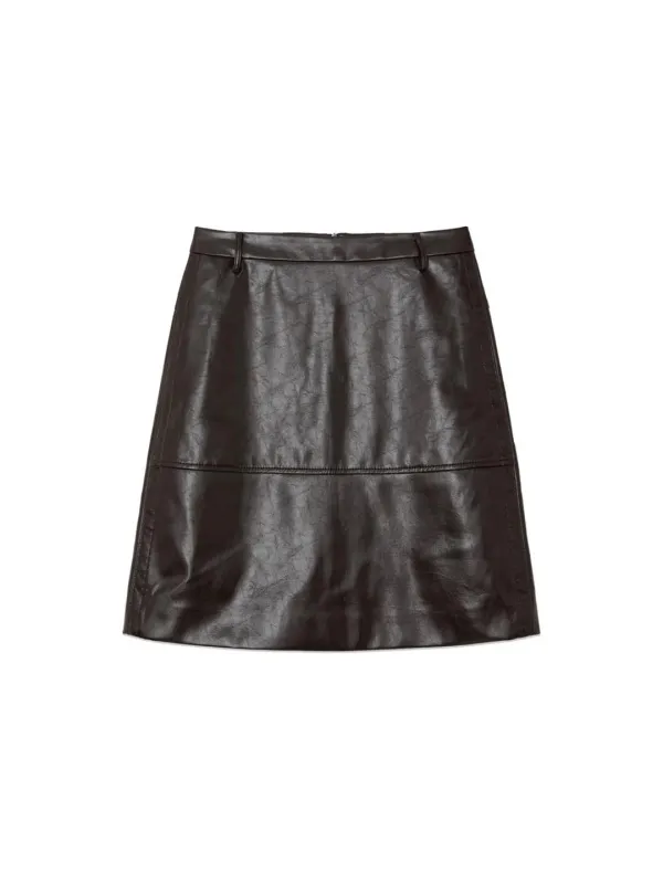 SOFT CURVE MIDI SKIRT (BROWN)
