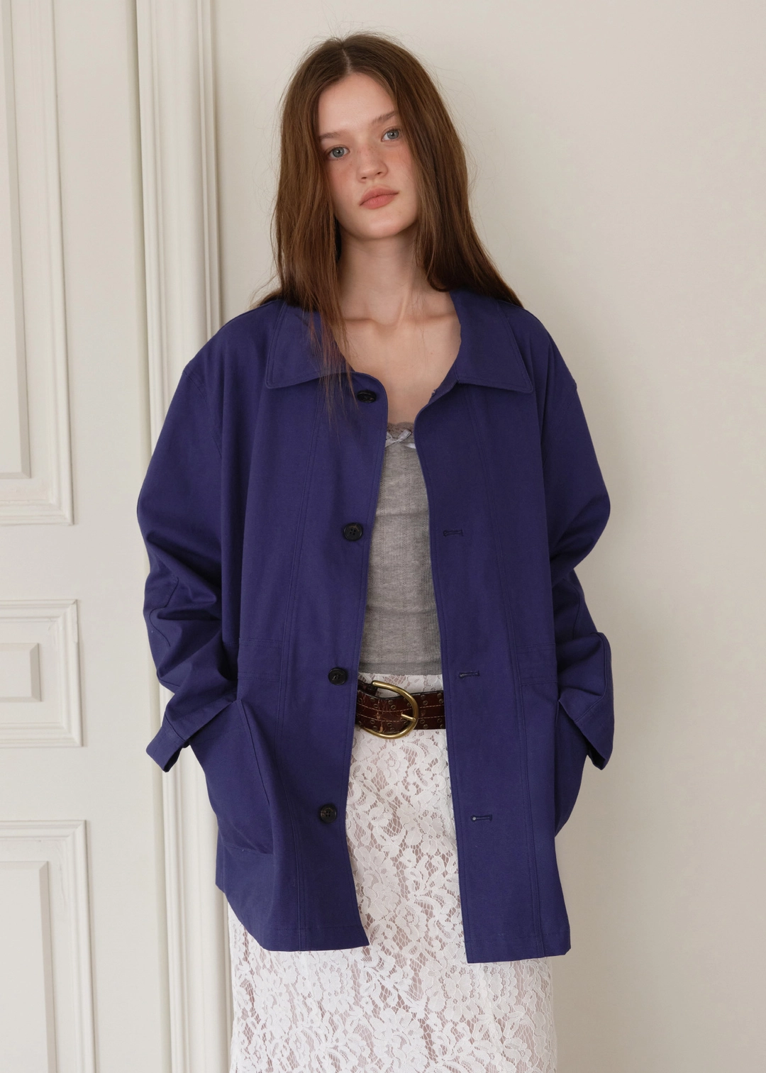 온무드 FRENCH WORK JACKET - BLUE 상품 이미지 2