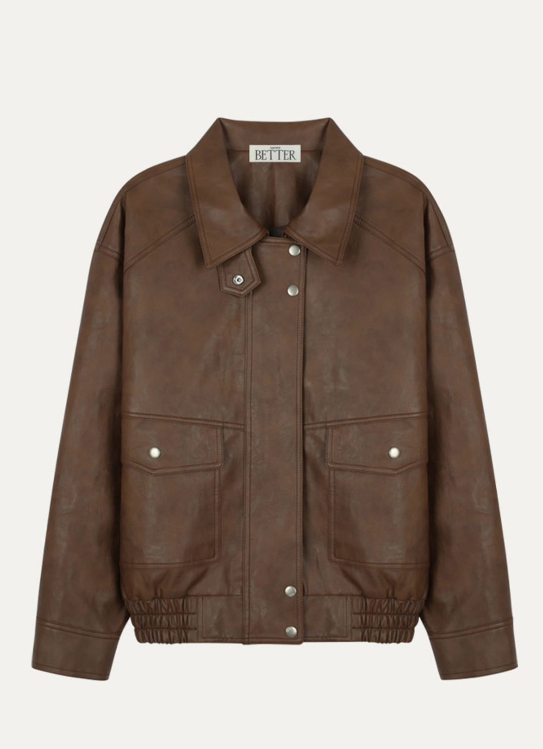 노운베러 Classic crack leather jumper [KNFW02JP08]_Brown 상품 이미지 3