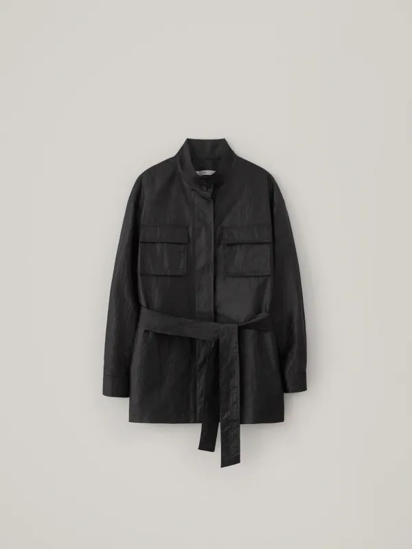 High Neck Utility Jacket - Black