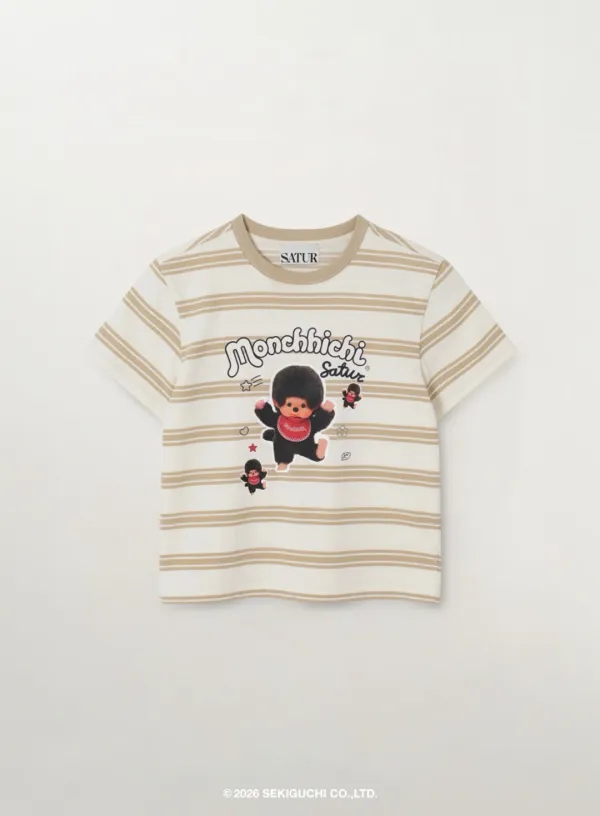 (K) Satur X Monchhichi Stripe T-Shirt - Cream