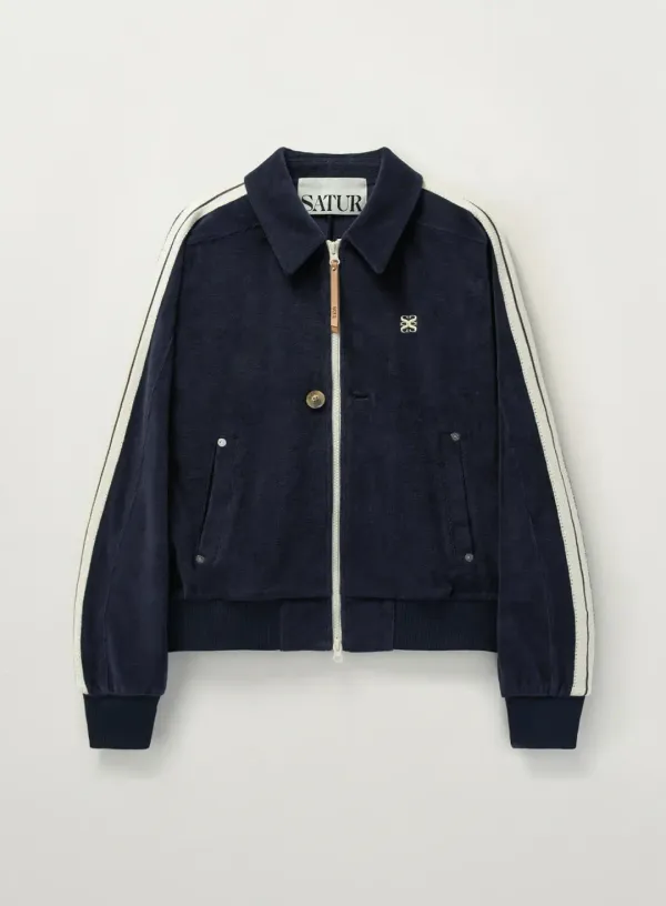 (W) Lawton Velour Collar Jacket - Navy
