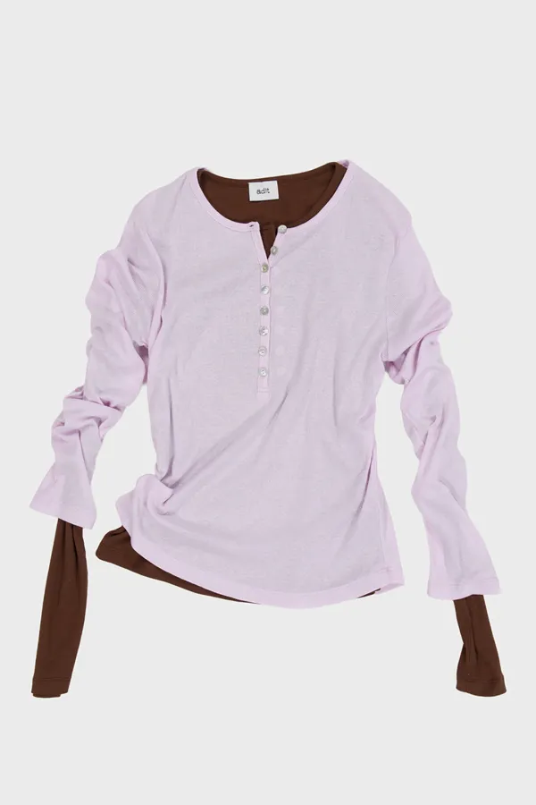 Mother-of-pearl button long sleeves_Pink
