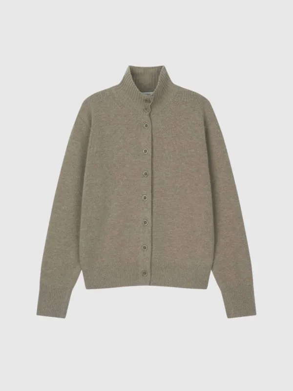 Cashmere Button Up Cardigan (Taupe)