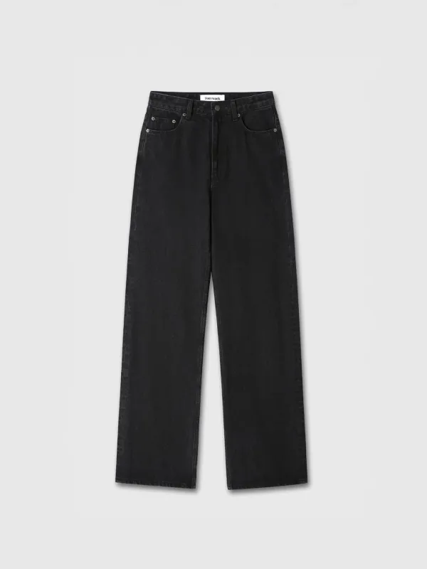 (W) ZIPPED WIDE LEG DENIM_ BLACK
