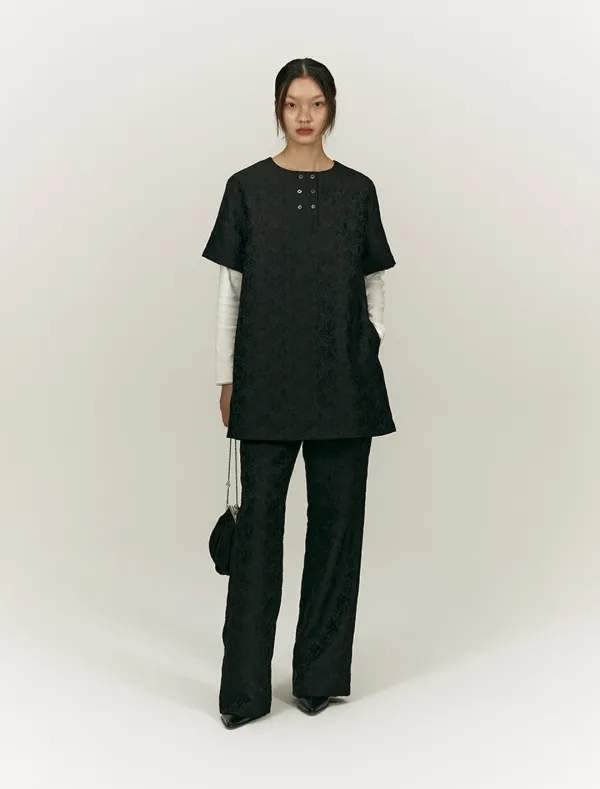 DAMASK JACQUARD DRESS [BLACK]