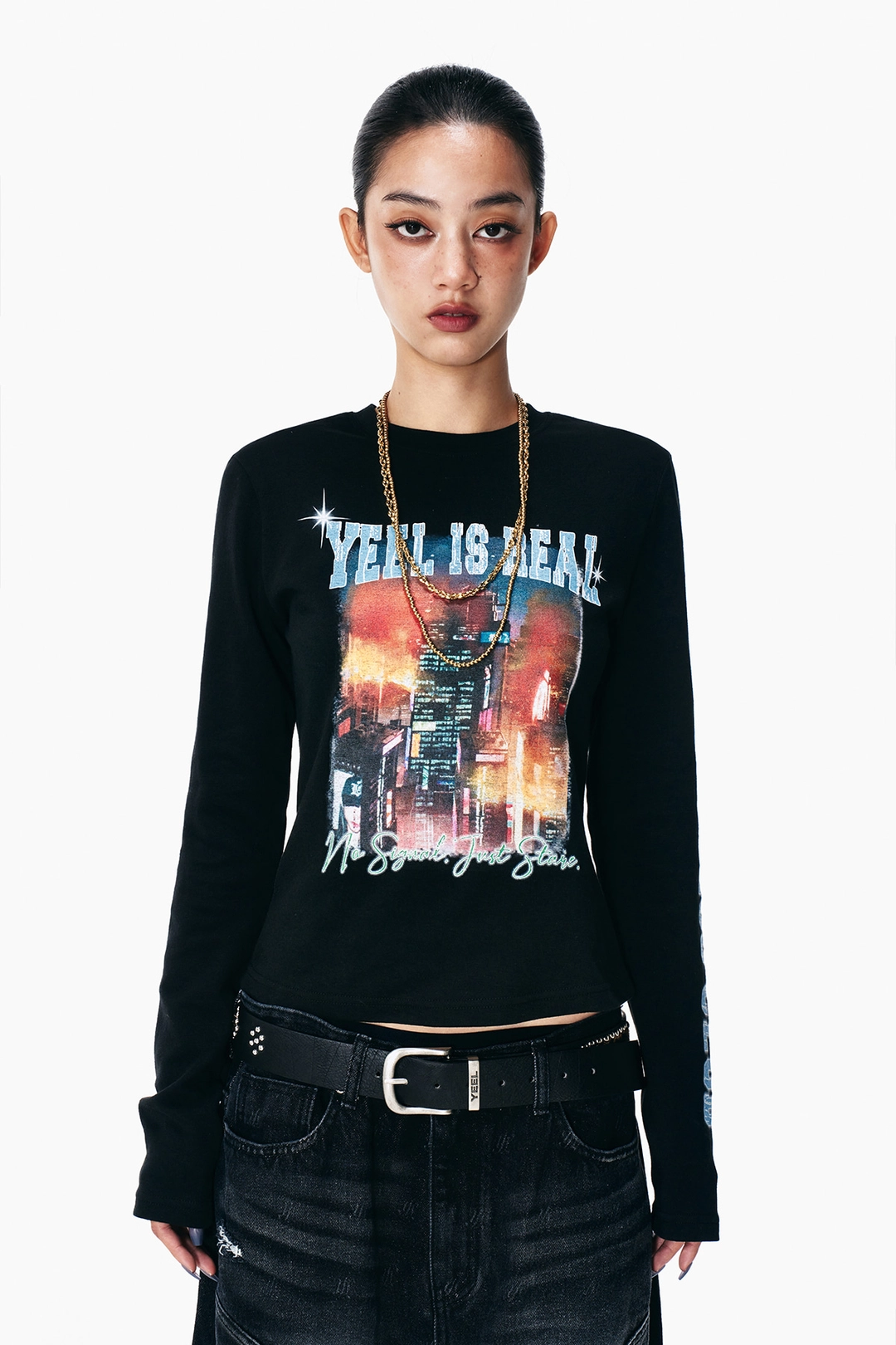 와이이이엘 VINTAGE PRINTED LONG SLEEVE TOP BLACK 상품 이미지 2