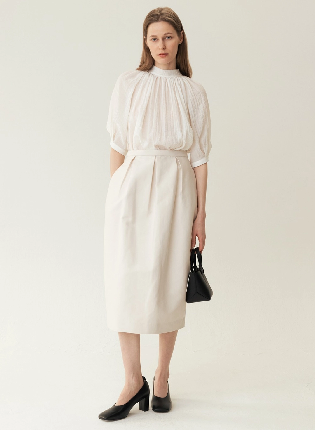 킨더살몬 Voluminous Midi Skirt Cream 상품 이미지 2