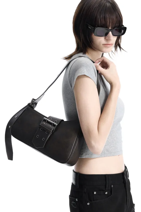 Half-Moon Belted Bag [ Brown ]