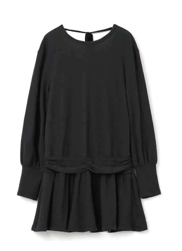 Back Open Mini Dress [Black]