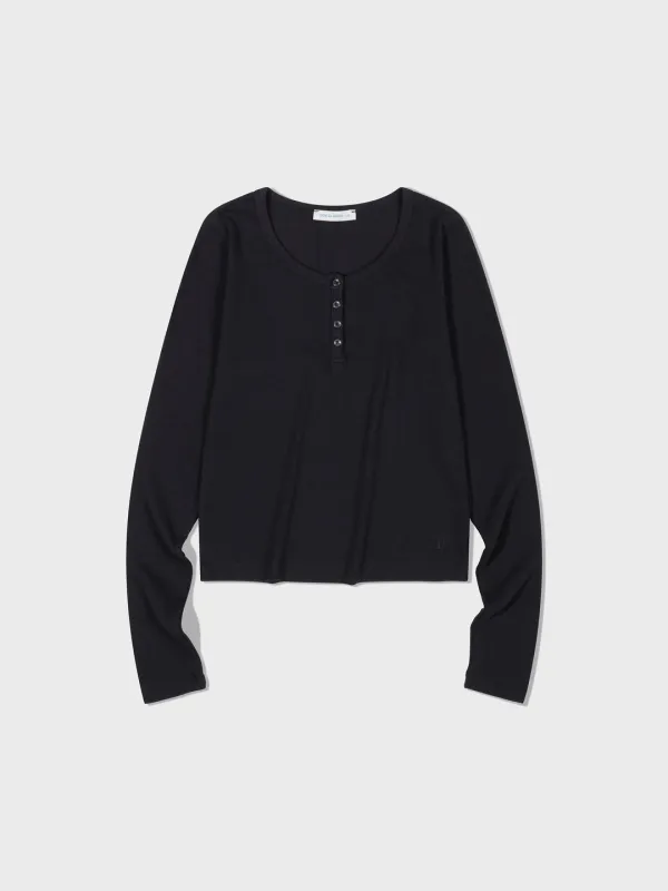 Henry Neck Long Sleeve T-Shirt_Black