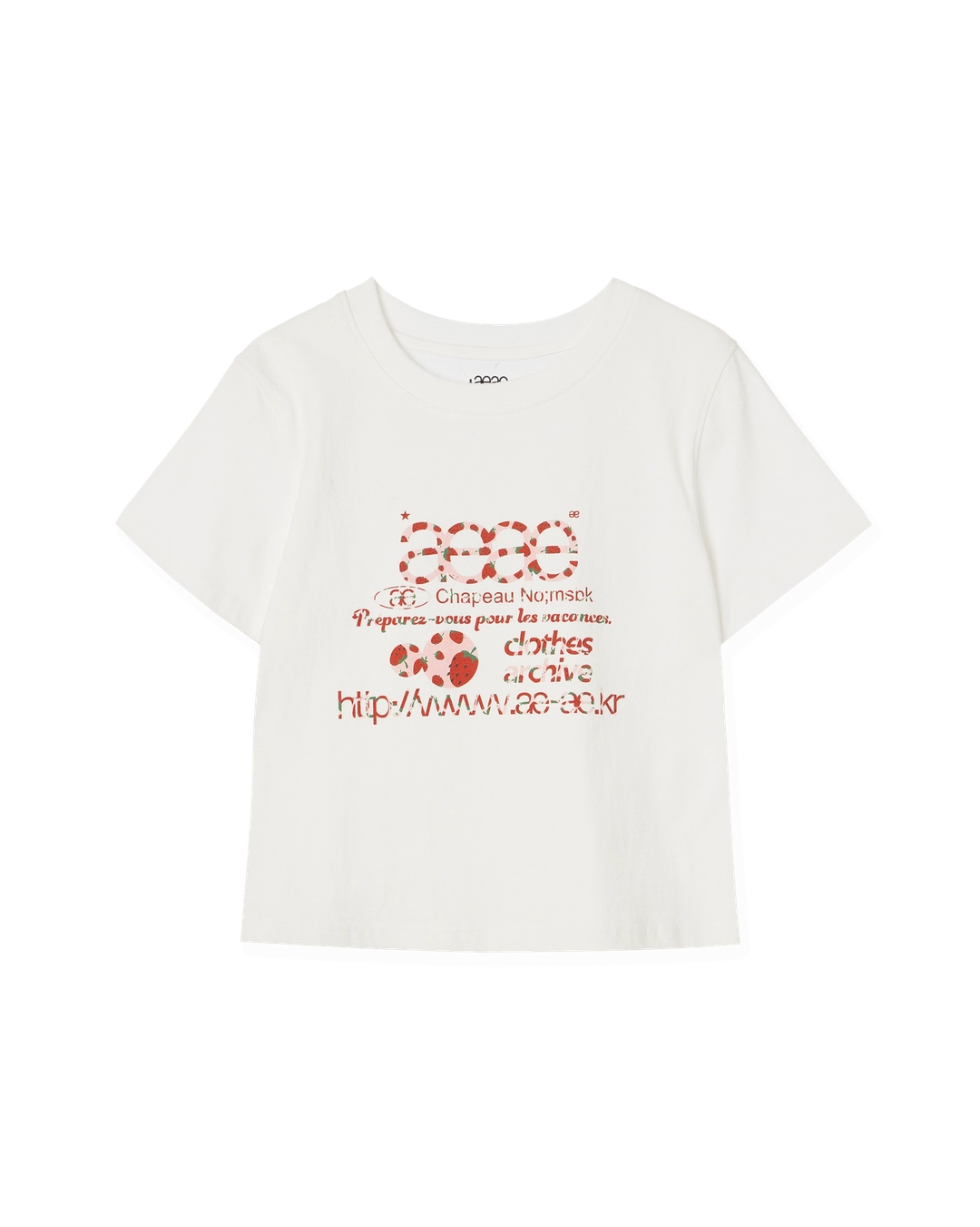에이이에이이 [6/4 예약발송] WEB LOGO CROP T-SHIRTS [STRAWBERRY] 상품 이미지 2