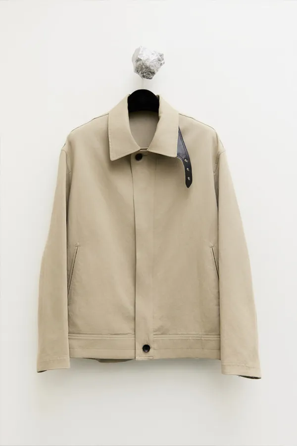Leather Trim Cotton Jacket