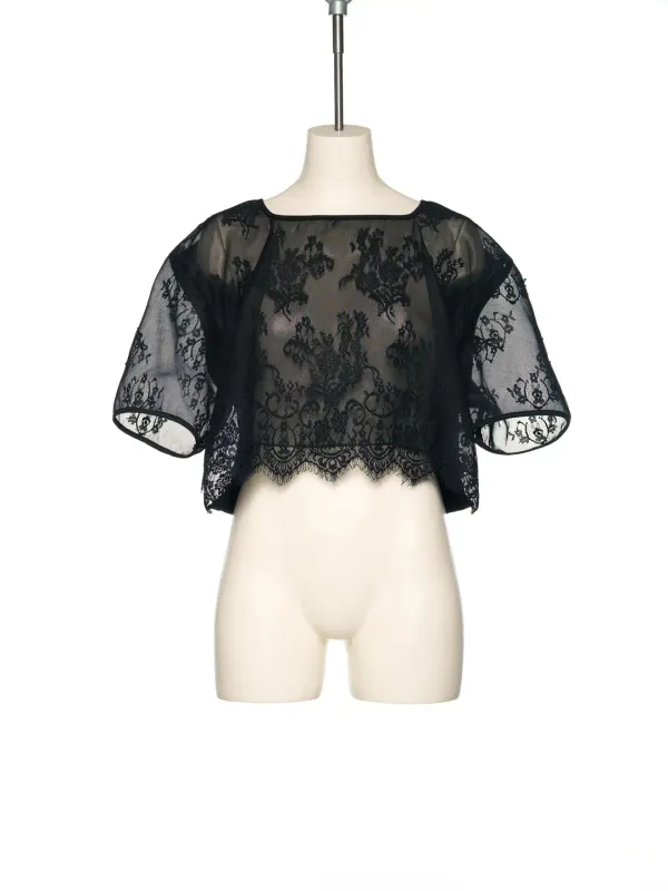 PS25 BLACK LACE CROP TOP