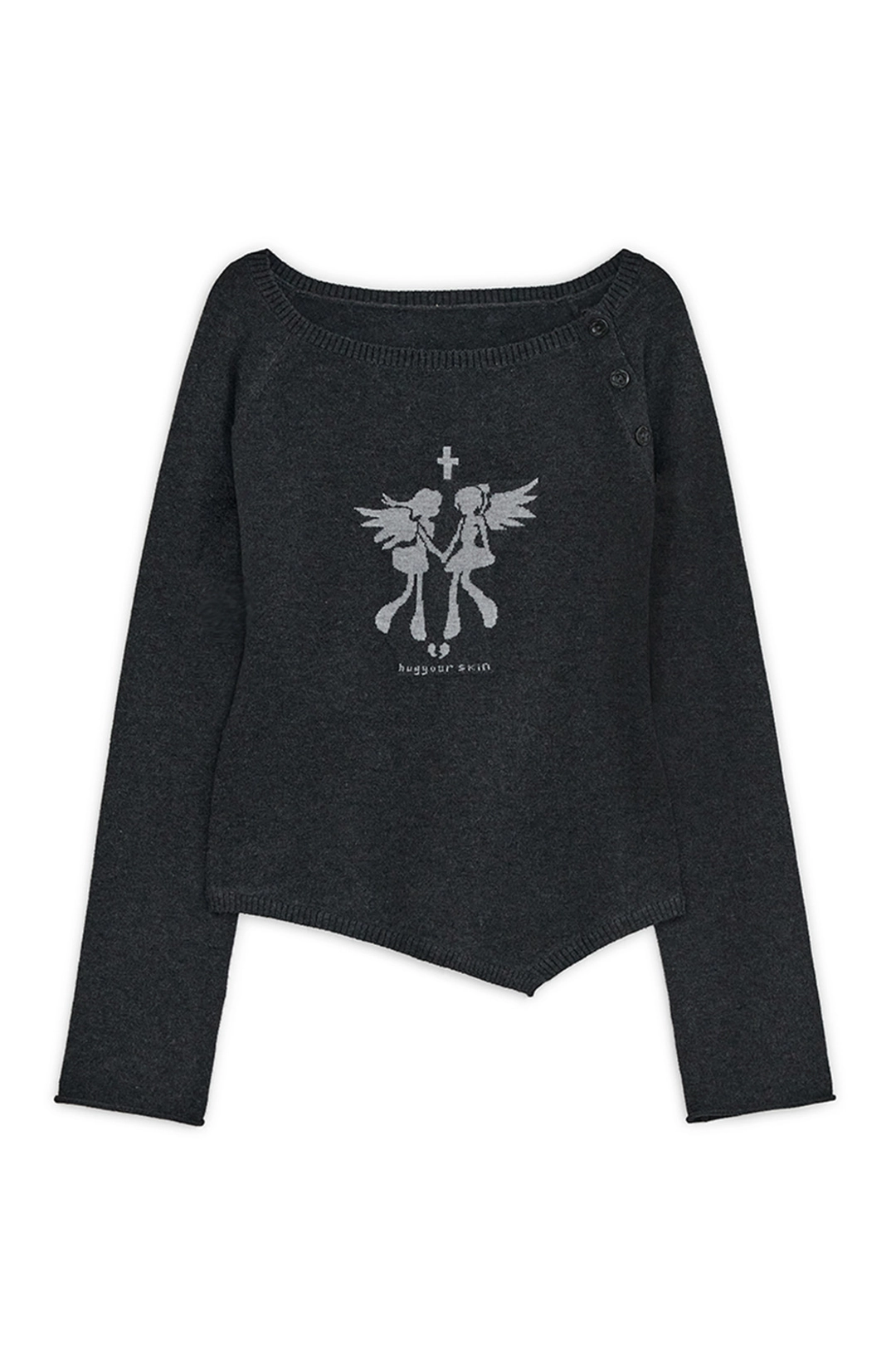 허그유어스킨 Fallen angel button knit top (Charcoal) 상품 이미지 1