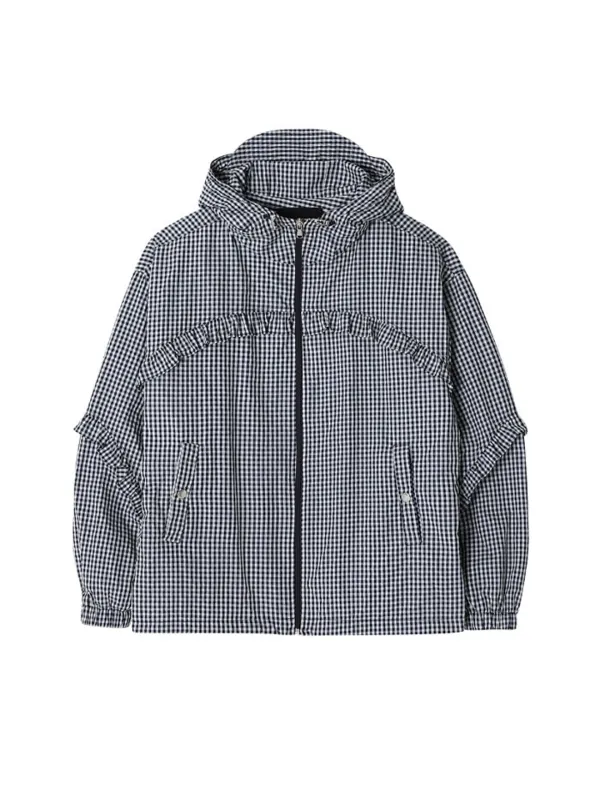 [Last one] CHECK FRILL WINDBREAKER_NAVY