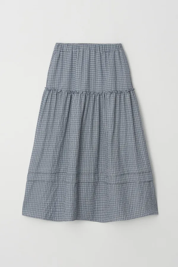 koen long skirt - navy check