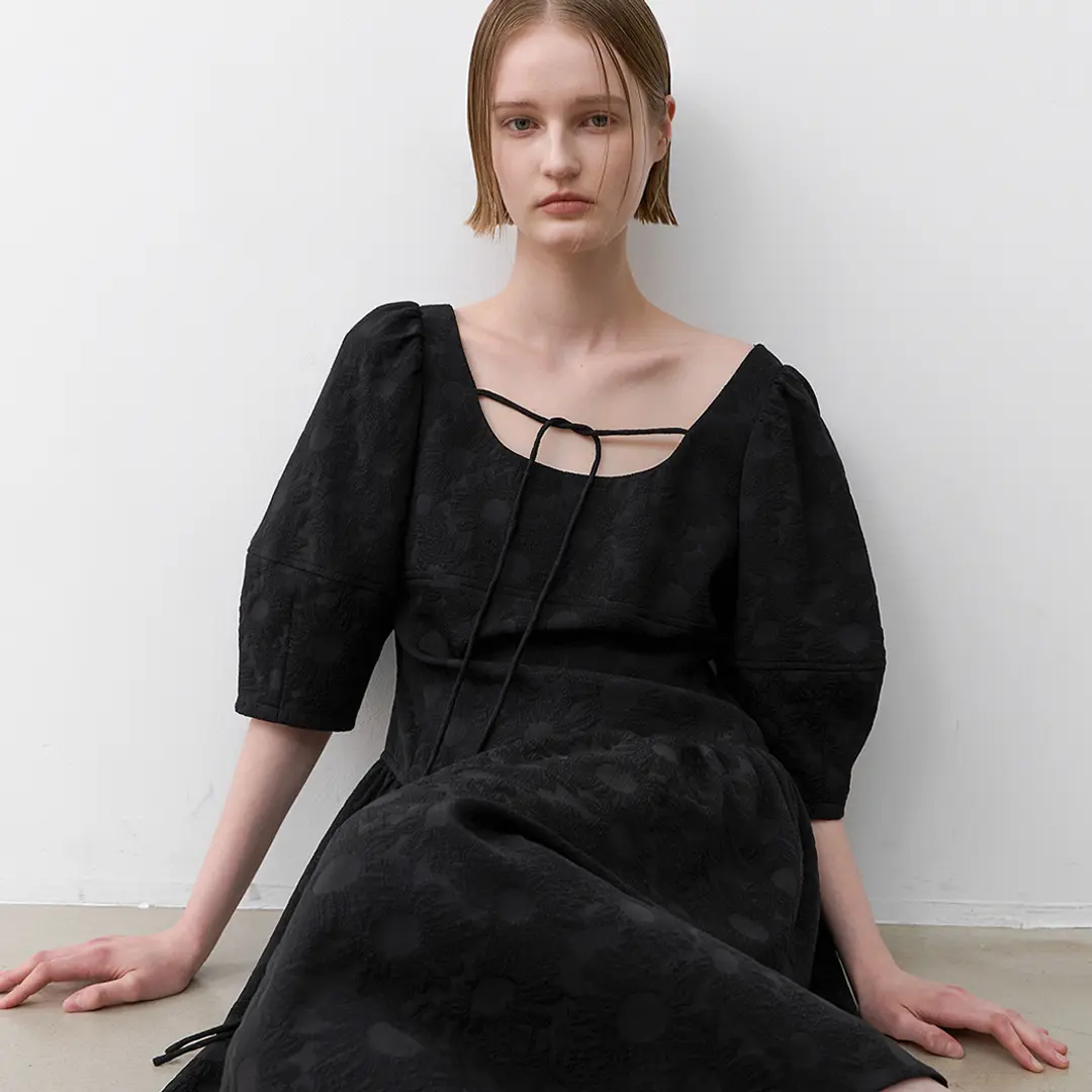 아뜰리에 나인 (OP-6248)SUN FLOWER PUFF SLEEVE DRESS 상품 이미지 1