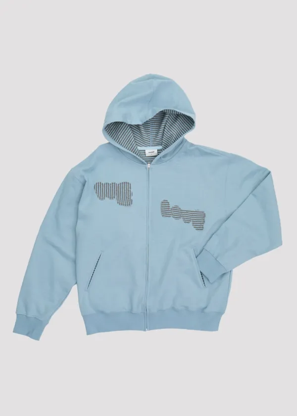 APPLIQUE HOOD ZIP UP WE LOVE BLUE