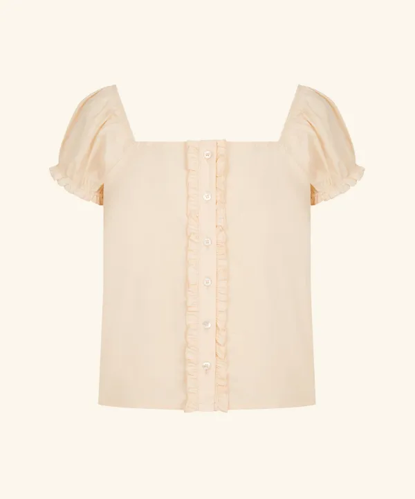 Middle Line Frill Blouse (Peach)