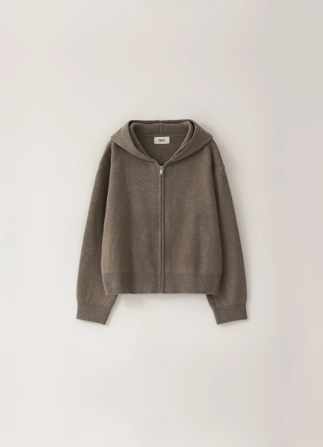 페블엠 6TH / Hooded Knit Zip-Up - Brown 상품 이미지 1
